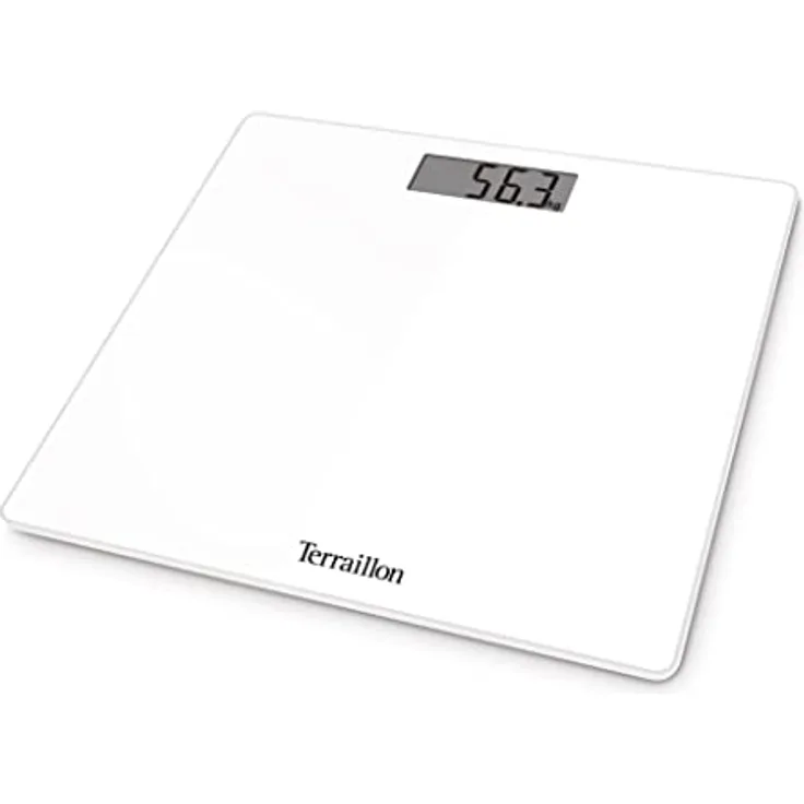 Terraillon - TSQUARE weiß - Elektronische Personenwaage kompakt und ultraflach - LCD-Display - Kapazität 180 kg