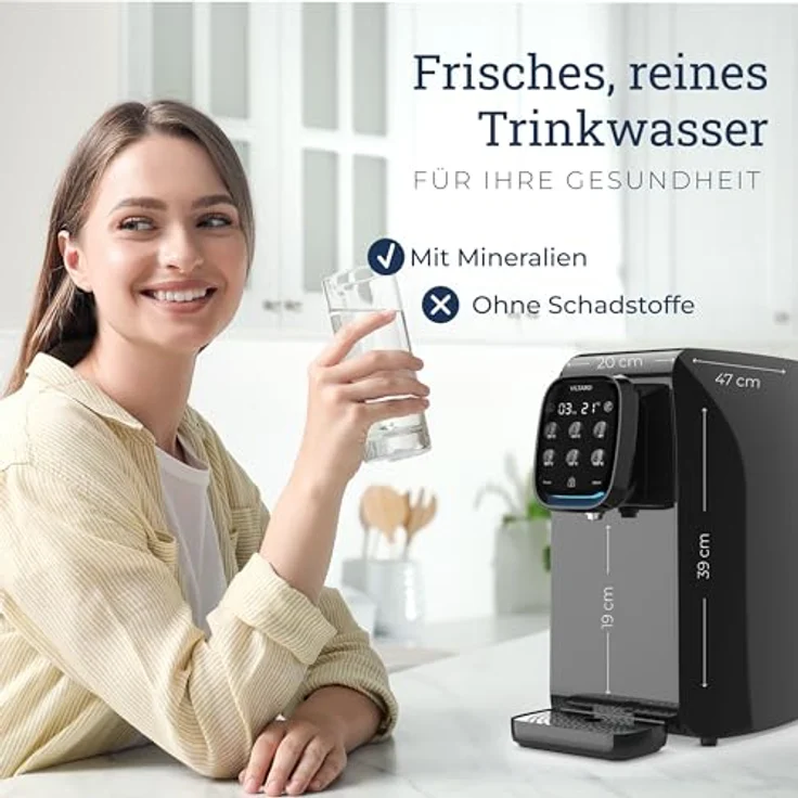 VILTARO® Osmoseanlage Trinkwasser [schwarz, 5-stufiges Filtersystem, 6 Temperaturstufen, mobil ohne Wasseranschluss] | Umkehrosmoseanlage | Osmose Wasserfilter | Kalkfilter | Trinkwasserfilter – Bild 2