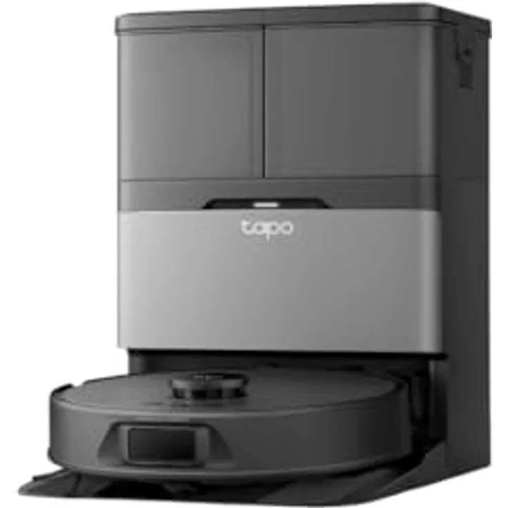 TP-Link Tapo RV50 Pro Omni, Roboterstaubsauger und Wischer mit 15.000 Pa Saugkraft, Antiverknotungsbürsten, Selbstentleerung, Schwarz