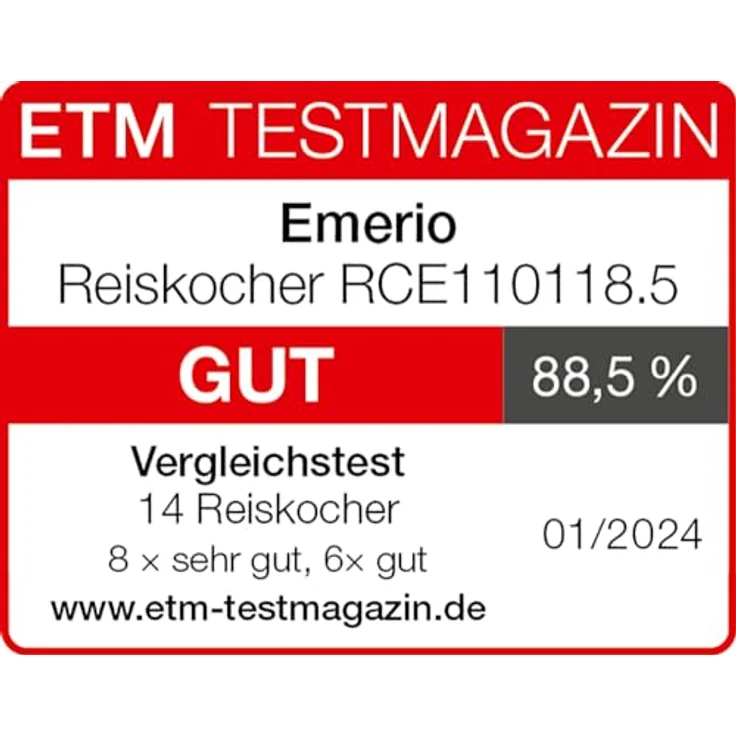 Reiskocher EMERIO R-110118, 500 Watt, 1,5 Liter Fassungsvermögen, Edelstahl, silber – Bild 3