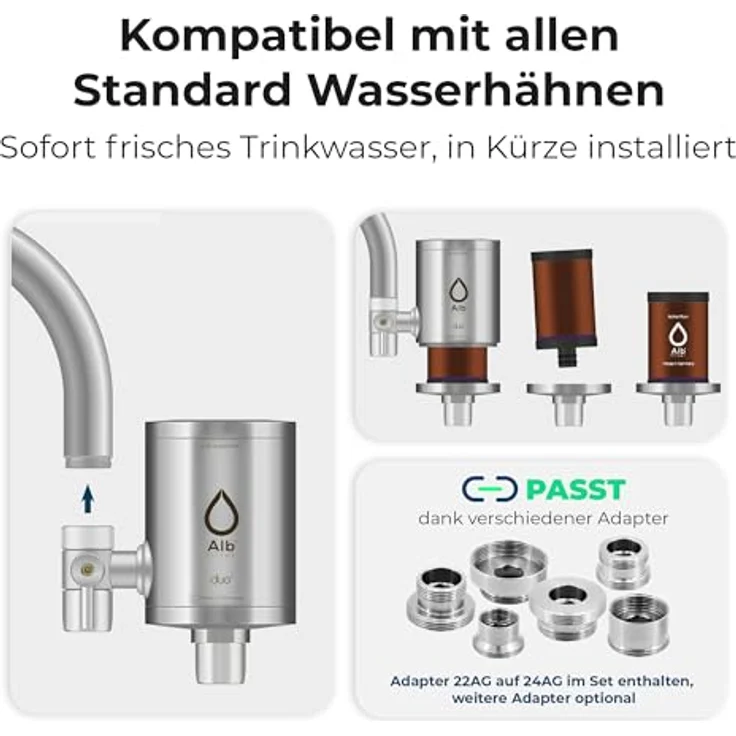 Alb Filter Duo Active Plus+, Wasserfilter für Wasserhahn mit fortschrittlicher Filtertechnologie und Umschalthebel für gefiltertes Wasser – Bild 5