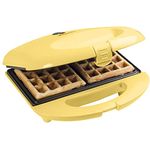 Bestron Brüsseler Waffeleisen im Retro Design, Waffelmaker für 2 belgische Waffeln, mit Antihaftbeschichtung & Backampel, 700 W, Farbe: Gelb