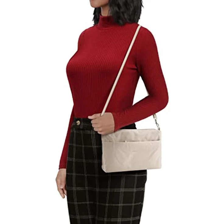 Picard Switchbag, Handtasche aus glänzendem Nylon, Beige mit Karabinerhaken und Schultergurt – Bild 8