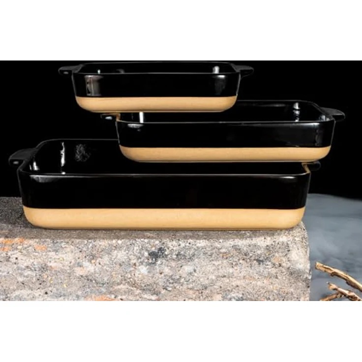 Lurch Terra Nova Ofenform M, Keramik, 29,8x20,7x5,1cm, schwarz/creme, temperaturbeständig bis 250°C, spülmaschinengeeignet, 90% recycelte Materialien – Bild 3