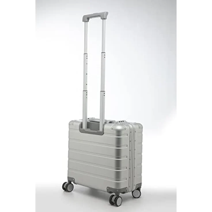 ALUMAXX 45192 Businesstrolley Gravity, Reisekoffer mit Overnight Fach und herausnehmbarer Fächermappe, Rollkoffer aus Aluminium, Trolleykoffer mit 4 Rollen, Koffer ca. 44 x 42 x 22,5 cm, Silber – Bild 5