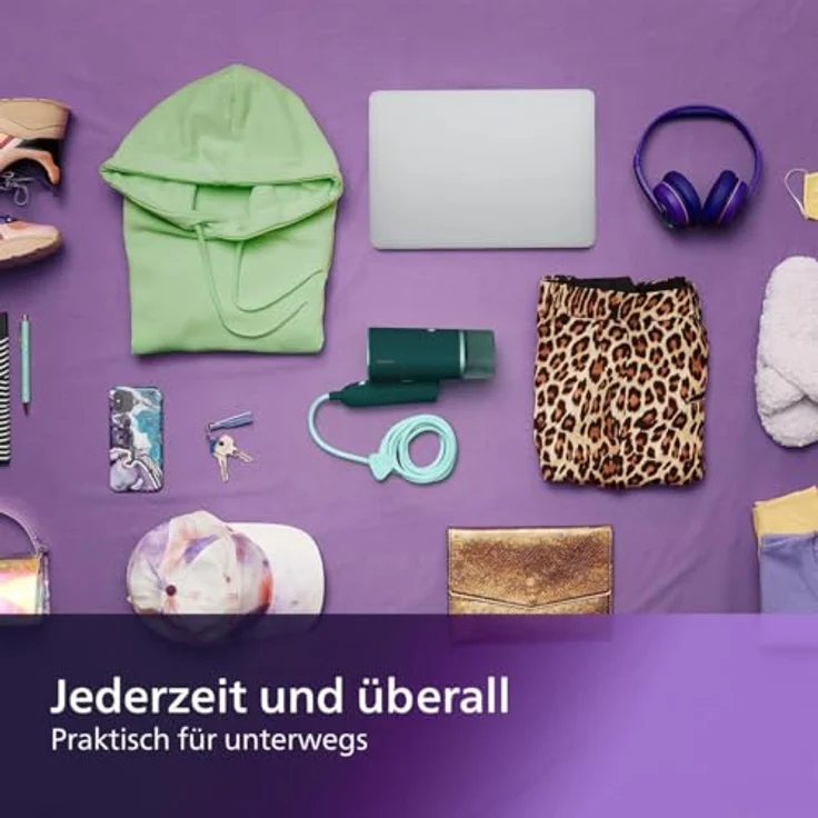 Philips Dampfglätter STH 3020/70, 1000 W, kompakt und einklappbar, grün – Bild 6