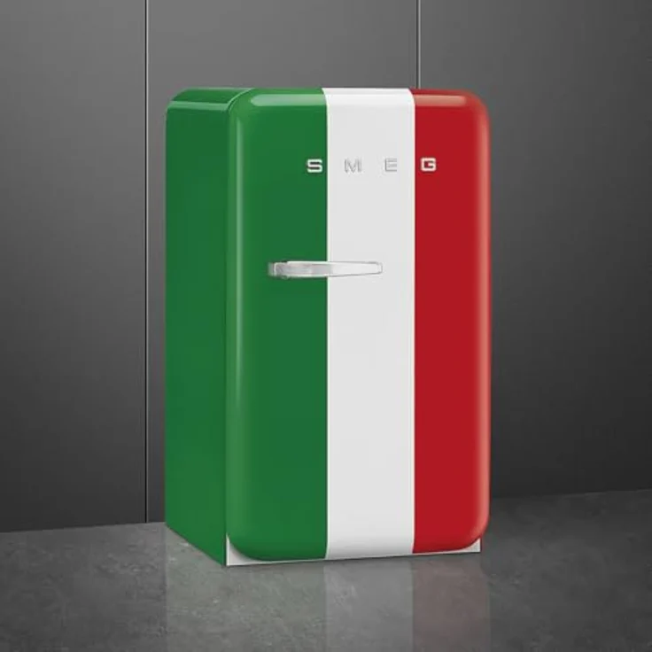 Smeg FAB10HRIT6 Kühlschrank Happy Bar Vintage, 135 l, 1 Tür, rechts öffnend, kalt statisch, 2 verstellbare Einlegeböden, Flaschenhalter, LED-Beleuchtung, Höhe 97 cm, italienische Flagge – Bild 3