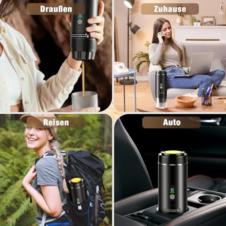 FNITAER Mini Kaffeemaschine für unterwegs, 3 in 1 Akku Espressomaschine mit USB, kompatibel mit Kapsel und gemahlenem Kaffee, 150 ml Tassenkapazität, für Wohnmobile und Camping – Bild 2