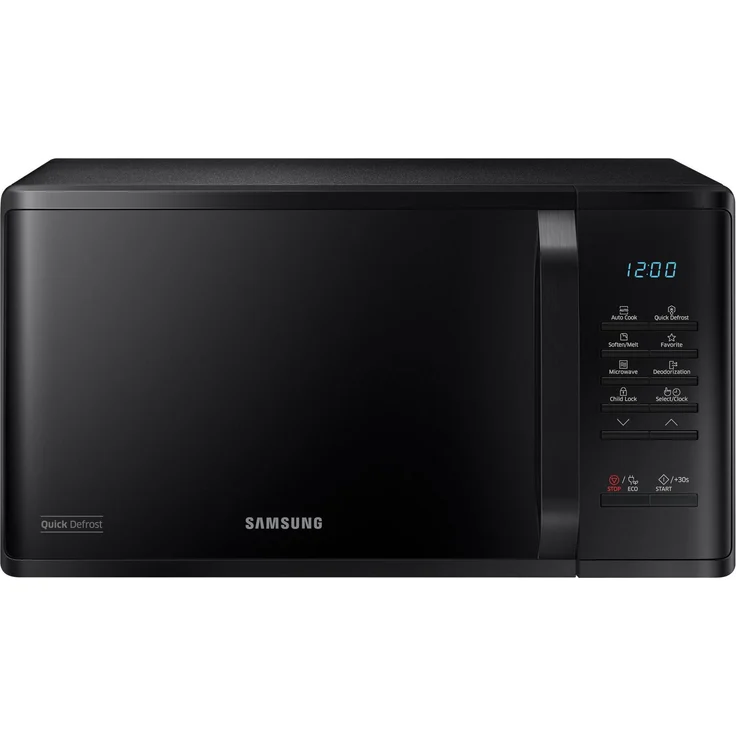 Samsung MS23K3513AK/EN, Mikrowelle, 23 Liter, 800 W, Schwarz, 25 Automatikprogramme, Quick Defrost, keramische Innenbeschichtung, Kindersicherung
