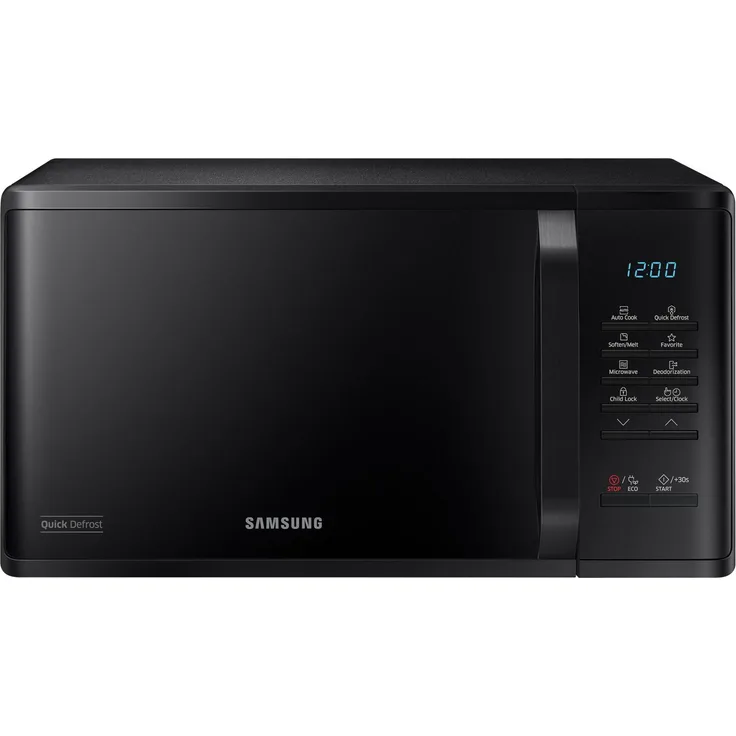 Samsung MS23K3513AK/EN, Mikrowelle, 23 Liter, 800 W, Schwarz, 25 Automatikprogramme, Quick Defrost, keramische Innenbeschichtung, Kindersicherung