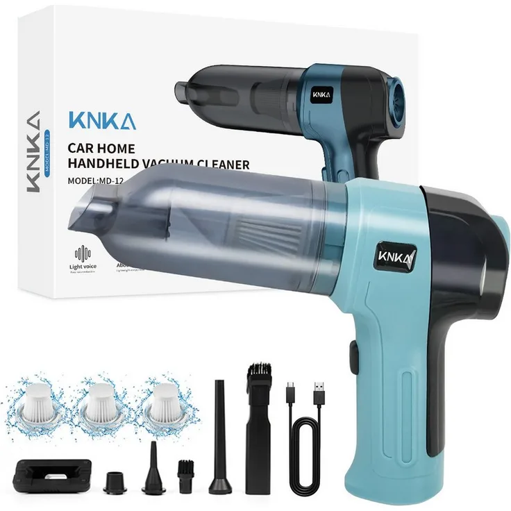 KNKA PRO Akku-Handstaubsauger 3 IN 1, 9000PA, 120W, kabellos, beutellos, mit bürstenlosem Motor und Filter, für Auto und Zuhause