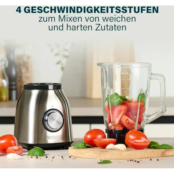 Princess Steel 212091 Standmixer, 1000W, 1,5L, Edelstahl gebürstet-schwarz – Bild 3