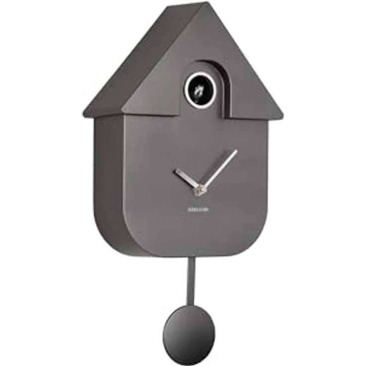 Karlsson Kuckucksuhr Modern Cuckoo Metallic, graue Wanduhren mit Rechteck-Design, 21.5x8.5x41cm, Thermoplast, für modernes Wohnzimmer – Bild 1