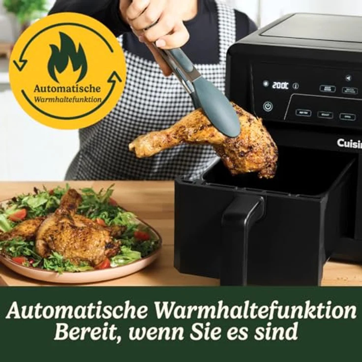Cuisinart XXL 10.4L Zweizonen-Heißluftfritteuse| PFAS Frei | Chemiekalien frei| 6-IN-1-Kochfunktionen | 2 Kammern| 2 x 5.2L - 8+ Portionen| Spülmaschinenfeste Teile – Bild 5