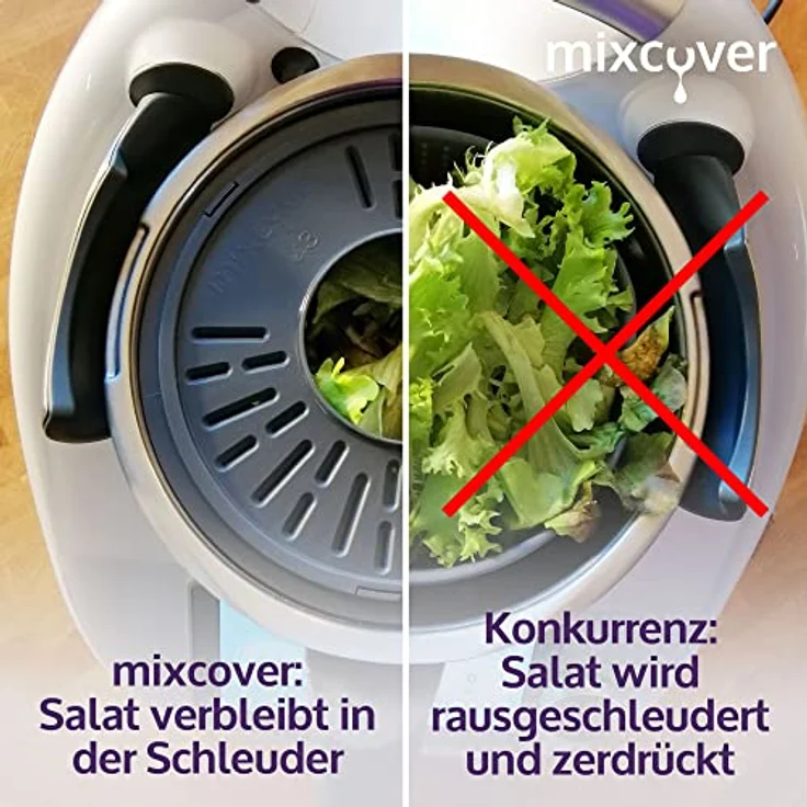 mixcover verbesserte Version Salatschleuder mit Ebook Rezeptheft kompatibel mit Thermomix TM6 TM5 – waschen und trocknen von Salat – Salattrockner - auch zum Kochen geeignet – Bild 3