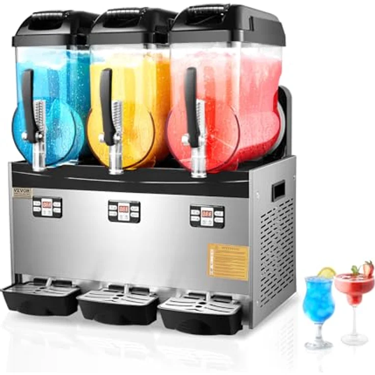 VEVOR Slusheis Maschine XRJ12LX3, 12 L x 3 Dreifachtank Edelstahl, für gefrorene Getränke, effizient und bedienfreundlich – Bild 1