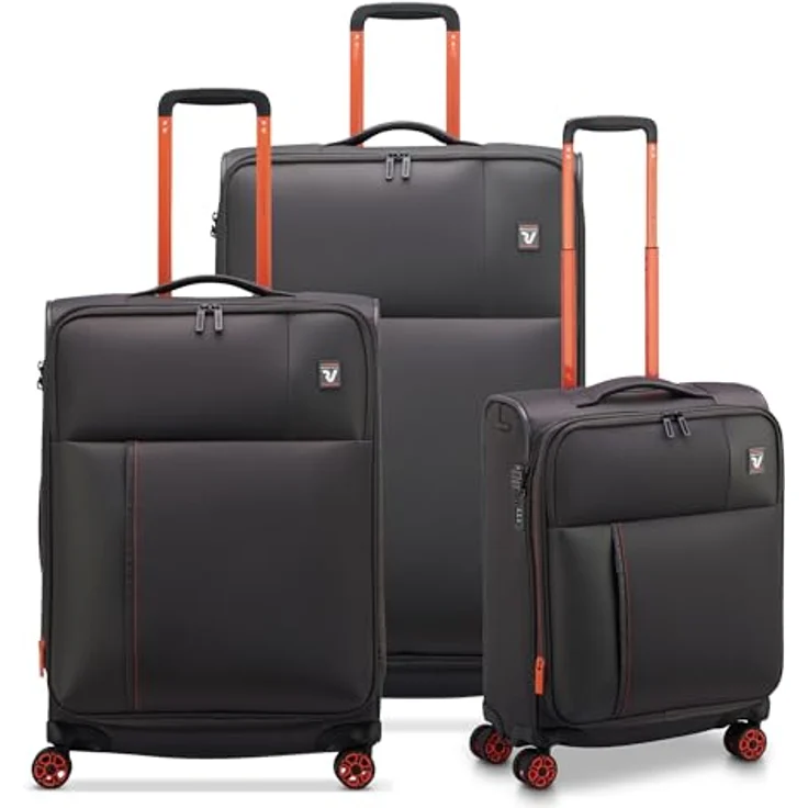 Roncato Move Kofferset 3-teilig, 4 Rollen mit Dehnfalte, grau, 100% Polyester, 48 cm x 31 cm x 77 cm – Bild 1