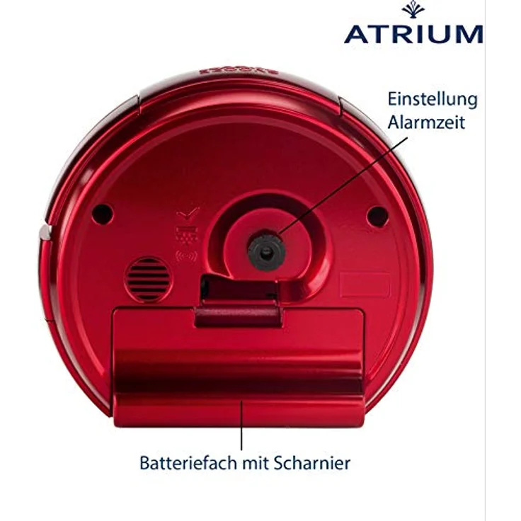 Atrium A240-1, Analog Quarz Wecker ohne Ticken, Rot Metallic, mit Licht und Snooze-Funktion – Bild 5