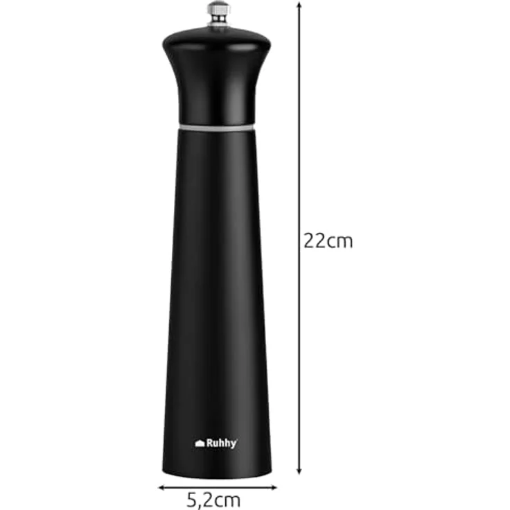 Ruhhy Gewürzmühle Handmühle Set, manuell, 2 Stück in Weiß und Mattschwarz, keramisches Mahlwerk, individuell einstellbare Mahlfeinheit, ergonomische Form – Bild 2