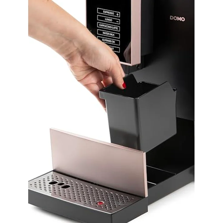 Domo DO743K Kaffeevollautomat, 19 Bar Druckpumpe, 1,1L, Touchscreen, Milchaufschäumdüse, Roségold/Schwarz – Bild 5