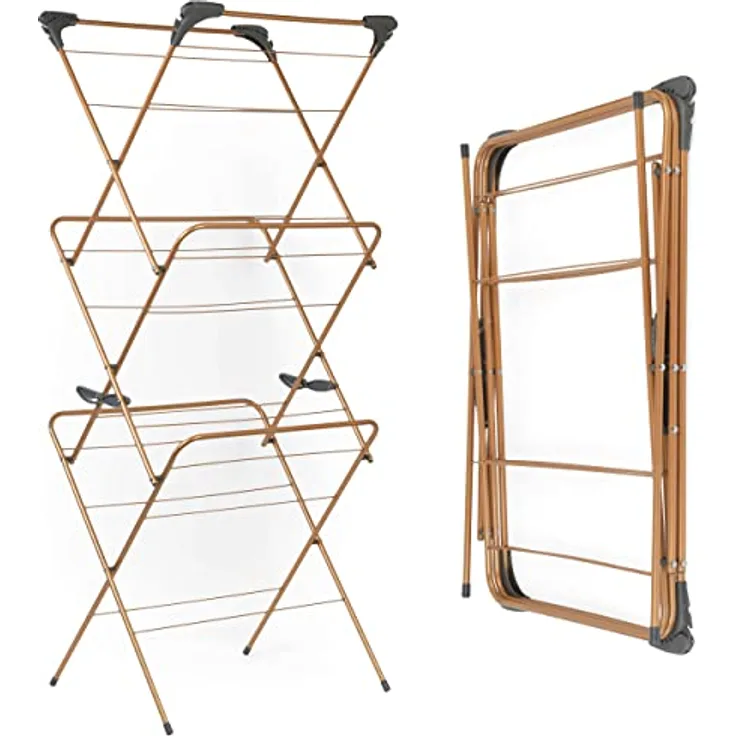 Beldray LA089397GRYU7 150 Years Klappbar Wäscheständer, drei Ebenen waeschestaender mit 15m Trockenraum, Höchstlast 15kg,Erweiterbar wäscheständer, natürlich trocken, Haken zum Aufhängen von Kleidung