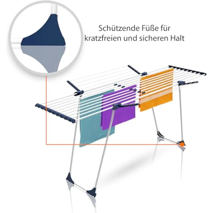 BigDean Wäscheständer Jumbo Weiß ausziehbar 28m Trockenlänge - stabile Konstruktion, platzsparendes Design – Bild 4