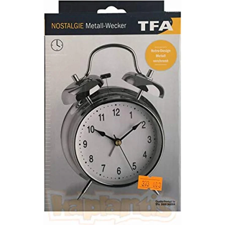 TFA Dostmann Analoger Doppelglocken-Wecker, lauter Alarmton, Retro Design in nostalgischem Metall Silber, Modell 98.1043 – Bild 5