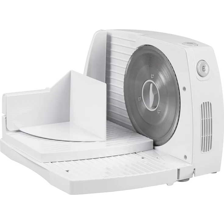 Zelmer Krajalnica ZFS 1016, Aufschnittmaschine mit 150 Watt Leistung, stufenloser Schnittstärke bis 15 mm und Edelstahlmesser