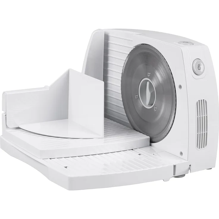 Zelmer Krajalnica ZFS 1016, Aufschnittmaschine mit 150 Watt Leistung, stufenloser Schnittstärke bis 15 mm und Edelstahlmesser