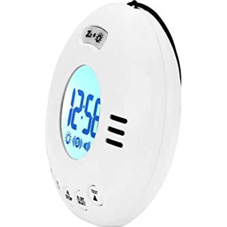 Geemarc Wake 'N' Shake Voyager, Reisewecker mit 75dB Alarm, Blitzlicht, Vibrationsalarm und Snooze-Funktion, batteriebetrieben, Weiß – Bild 2