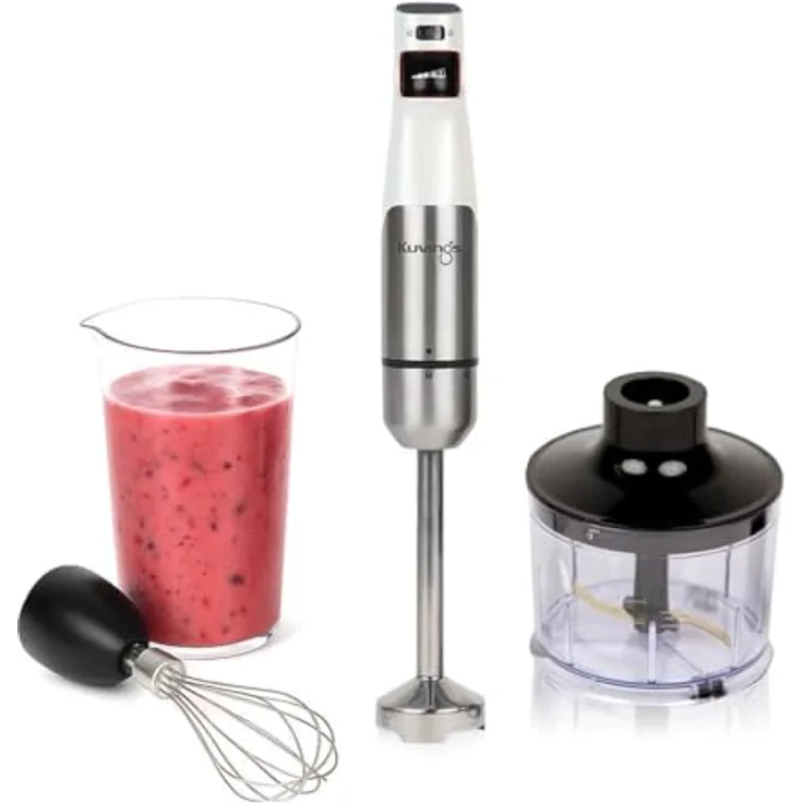 Kuvings MIXPRO1000, Stabmixer mit 1.000 W Leistung, Gun Metal und Weiß, 2 Geschwindigkeitsstufen