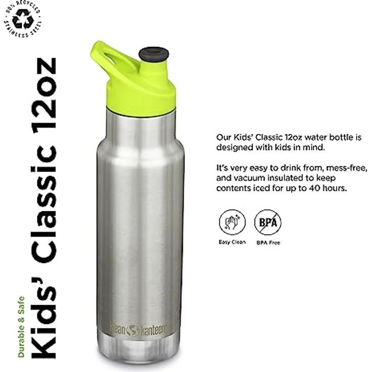 Klean Kanteen Kids Narrow vakuumisoliert BS - Trinkflasche 355ml mit Sport Cap – Bild 3