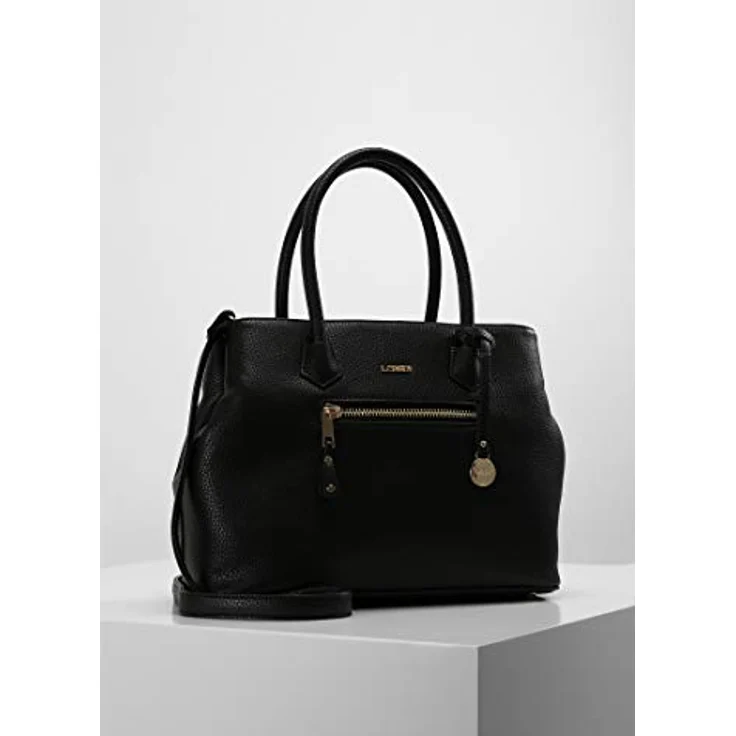 L.CREDI Maxima Handtasche, 33 cm x 14.5 cm x 25 cm, schwarz, 100% Polyurethan – Bild 2