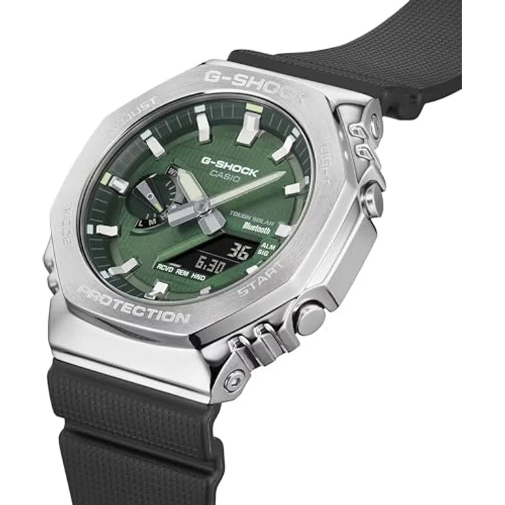 Casio Watch GBM-2100A-1A3ER, Bluetooth Solarbetriebene Analog-Digital-Uhr in Silber und Grün – Bild 2