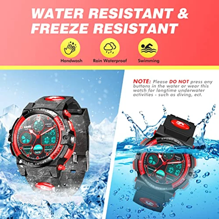 Dislocati LED Digitale Armbanduhr für Kinder, wasserdicht, mit Multifunktionen wie Wecker und Stoppuhr, für Jungen und Mädchen 6-15 Jahre – Bild 4