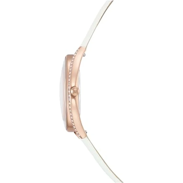 Swarovski Crystalline Aura Uhr, Swiss Made mit weißem Lederarmband und roségoldfarbenem Finish, 38 Kristalle, wasserdicht bis 5 m – Bild 5
