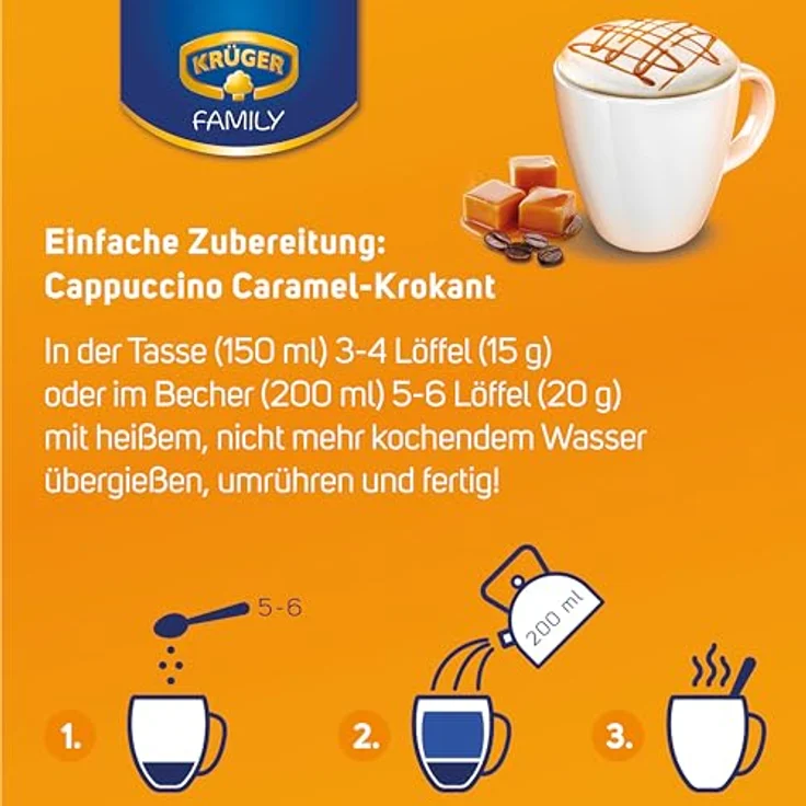Krüger Caramel-Krokant Cappuccino, mit feiner Caramel-Note 500g – Bild 3