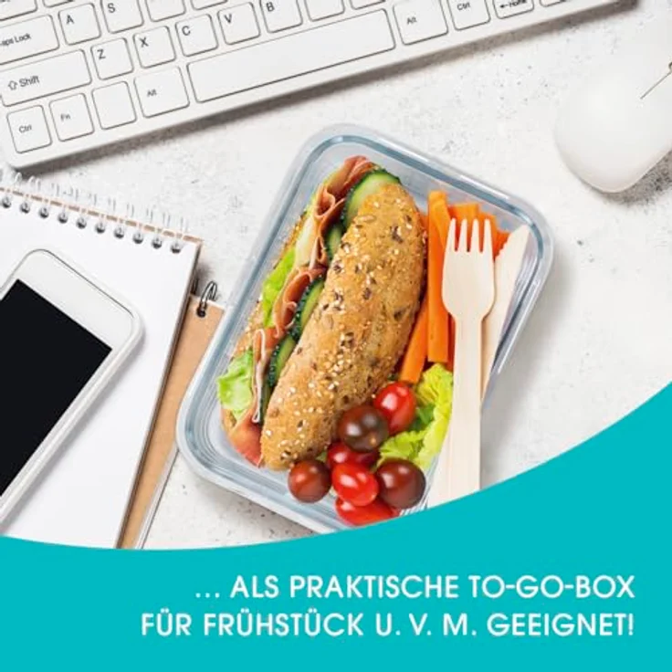 GOURMETmaxx Klick-it Glas Frischhaltedosen 3er Set, luftdicht und auslaufsicher, für Spülmaschine, Mikrowelle, Backofen und Gefrierschrank, transparent – Bild 7