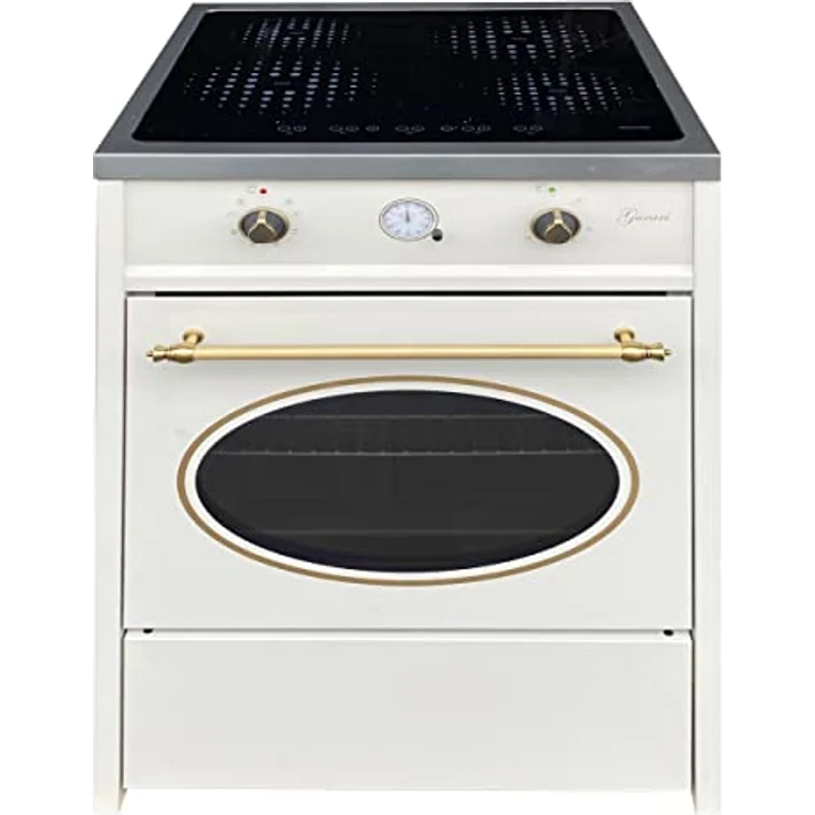 Gurari Induktionsherd mit Backofen 60 cm GCH E 612 Cr r + Grillplatte aus Gusseisen | Standherd Induktionskochfeld 4 Kochzonen | Heißluft | Grill | Creme – Bild 1