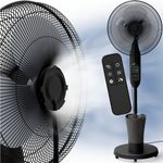aktimeo Standventilator, Ventilator mit sanfter Luftbefeuchtung, Timerfunktion, schwenkbar und neigbar, 2,8 L Wassertank, Bodenrollen, Nebel- und Ventilatorfunktion