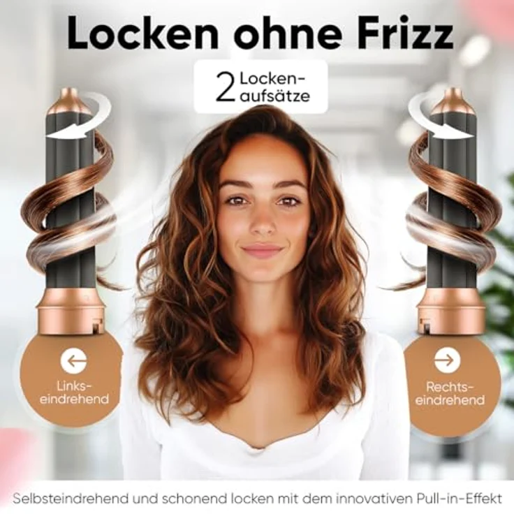 ProfiCare Lockendreher PC-HAS 3132, Warmluftbürste, 4in1 Hairstyler, 5 wechselbare Stylingaufsätze, ergonomischer Griff, Rose – Bild 3