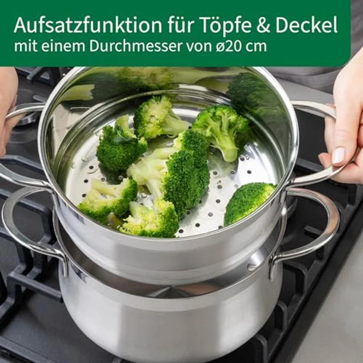 Chefkoch trifft Fackelmann Dampfgaraufsatz, Ø 20 cm, Edelstahl, Induktion- und backofengeeignet, spülmaschinenfest, temperaturbeständig bis 220 °C – Bild 6