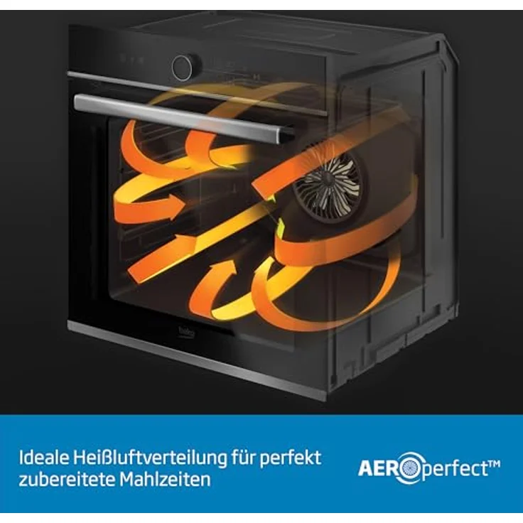 Beko BBIS12301XE b300 Einbau-Backofen 72 Liter, Multifunktionsofen mit AeroPerfect, SteamAdd-Dampffunktion, SteamShine Reinigung, versenkbare Knebel, Edelstahl – Bild 2