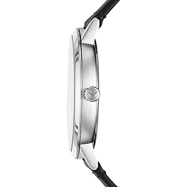 Emporio Armani Uhr für Herren , DreizeigerDatumswerk, 43mm Silbernes Edelstahlgehäuse mit Lederarmband, AR11193, Grau – Bild 3