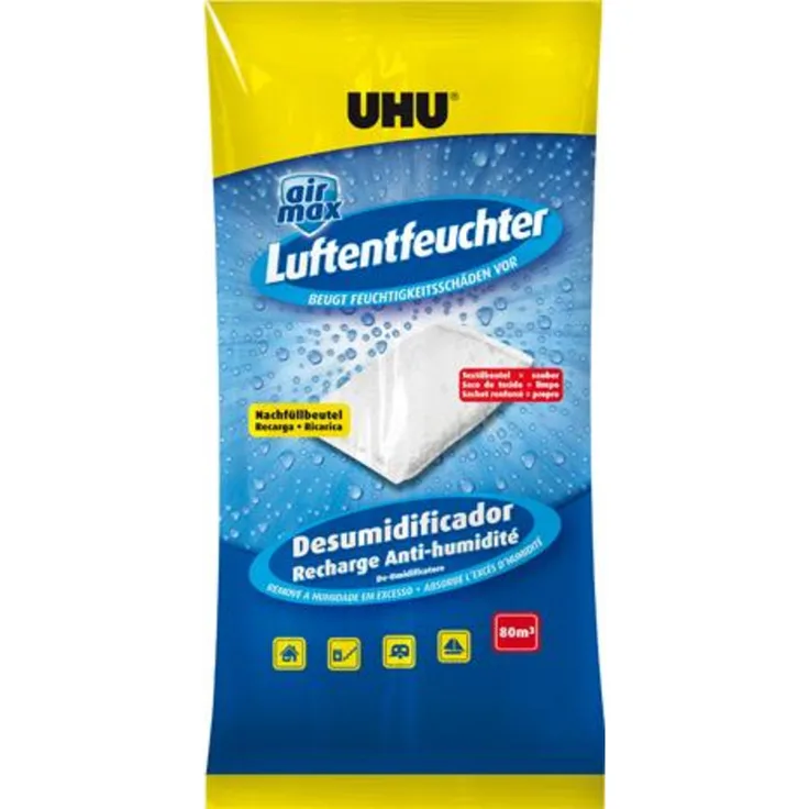 UHU Luftentfeuchter Nachfüllbeutel 1000g, selbstregulierend und geruchlos