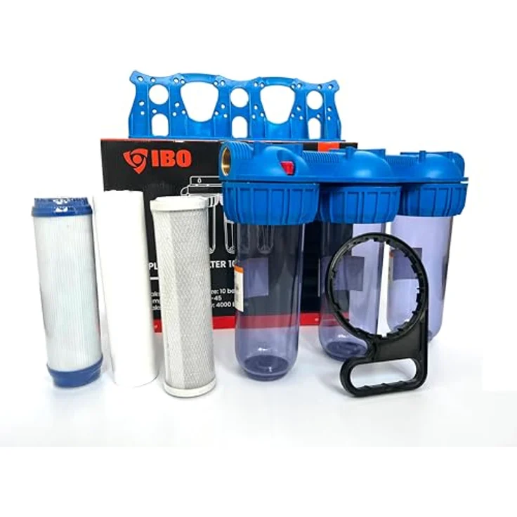 IBO 003482, Untertischwasserfilter, transparenter Kunststoff mit Hochleistungsfiltern, Blau – Bild 1