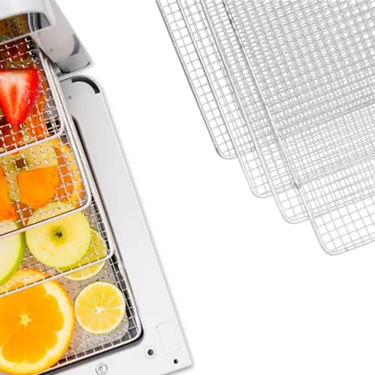 KLAMER Premium Dörrautomat XL 700W, 24h-Timer und 35-80°C Temperaturregler, 8 extra große Einlegefächer aus Edelstahl, Trockner aus Edelstahlgehäuse – Bild 4