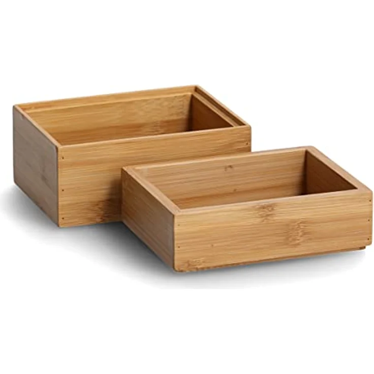 Zeller 13318 Ordnungsboxen-Set, 2-tlg., Bambus, ca. 14,5 x 11 x 10 cm, stapelbares Box-Set für Haushalt, Büro und Bad – Bild 5