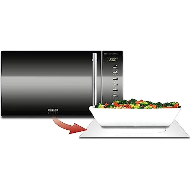 Caso MG20Ceramic menu 2in1 Design Mikrowelle & Grill, Standgerät, 20 Liter Garraum, größere Nutzfläche durch flachen Keramikboden, Garen auf zwei Ebenen, 800 Watt Mikrowelle, 1000 Watt Grill – Bild 6