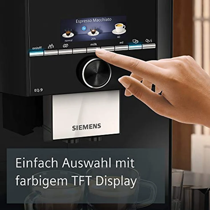Siemens EQ.9 s300 Kaffeevollautomat TI923509DE mit integriertem Mahlwerk, automatische Reinigung, Personalisierung, extra leise, 1.500 Watt, hochglanz schwarz, edelstahl – Bild 4